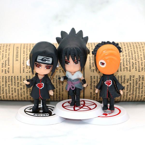 Imagem de Kit 6 Bonecos Action Figure Anime Naruto Itachi Sasuke 7cm