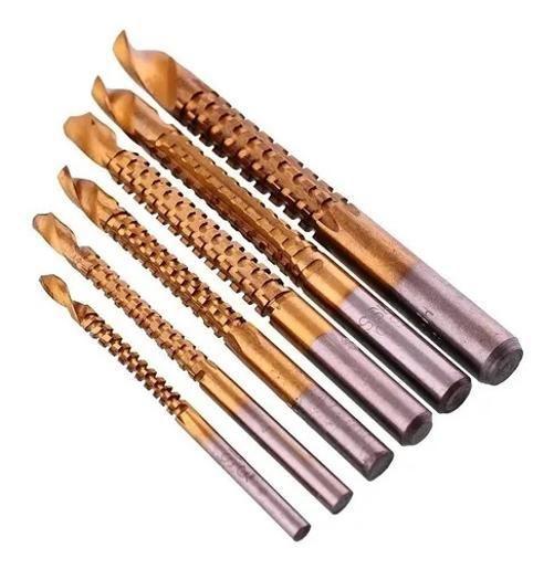 Imagem de Kit 6 Brocas Espiral Corte Lateral 3-4-5-6-6,5-8Mm