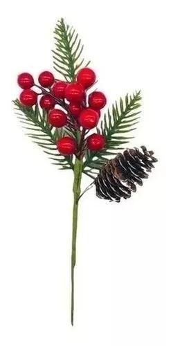 Imagem de Kit 6 Buquês Flor De Natal Cereja E Pinha Decorativo 20 Cm