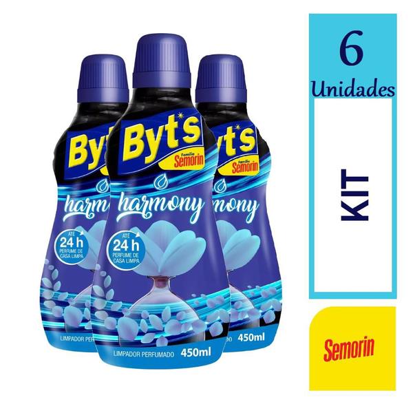 Kit 6 Byts Limpador Perfumado Harmony 450ml 24h de perfume - Semorin Imagem de Kit 6 Byts Limpador Perfumado Harmony 450ml 24h de perfume