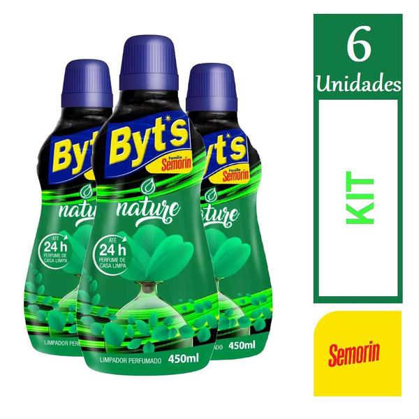 Kit 6 Byts Limpador Perfumado Nature 450ml 24h de Perfume - Semorin Imagem de Kit 6 Byts Limpador Perfumado Nature 450ml 24h de Perfume