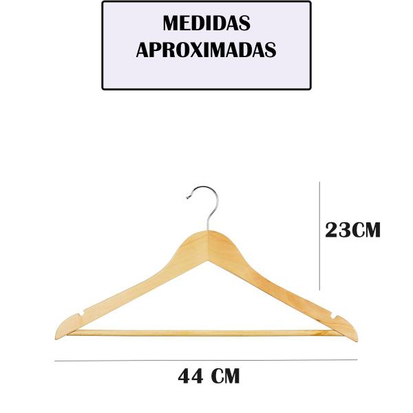 Imagem de Kit 6 Cabides de Madeira Atacado com Gancho Para Roupa