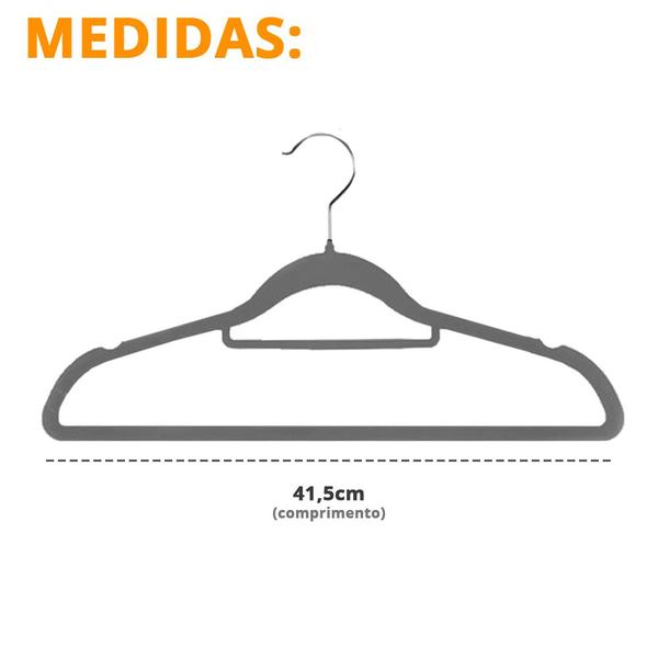 Imagem de Kit 6 Cabides De Veludo Organizador Roupa Armário Cabideiro