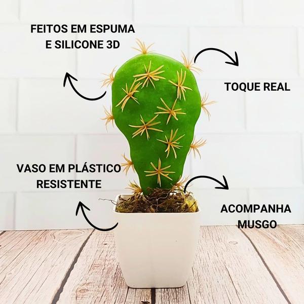 Imagem de Kit 6 Cactos Artificial Mini Vaso - Vasinhos Branco