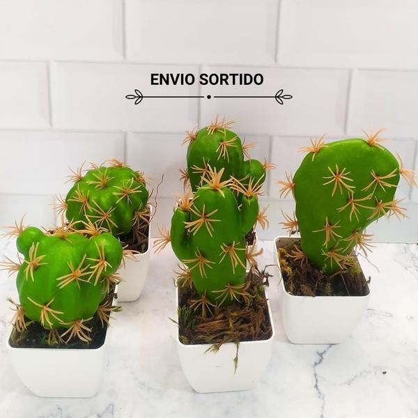 Imagem de Kit 6 Cactos Artificial Mini Vaso - Vasinhos Branco