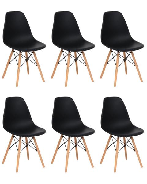 Imagem de Kit 6 Cadeira De Jantar Charles Eames Preta