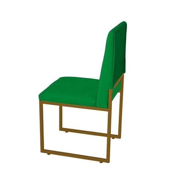 Imagem de Kit 6 Cadeira de Jantar Escritorio Industrial Garden Ferro Dourado Suede Verde - Móveis Mafer