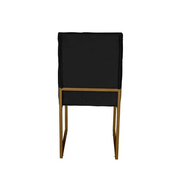 Imagem de Kit 6 Cadeira de Jantar Escritorio Industrial Malta Capitonê Ferro Dourado material sintético Preto - Móveis Mafer
