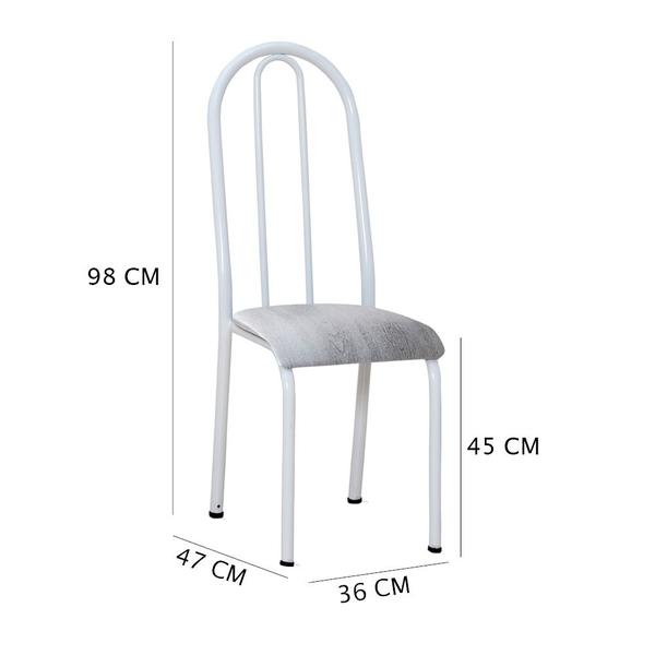 Imagem de Kit 6 Cadeiras de Cozinha Flórida Estampado Prata Pés de Ferro Branco - Pallazio