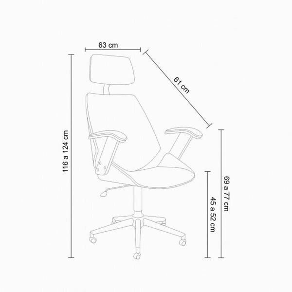 Imagem de Kit 6 Cadeiras de Escritório Presidente Giratória com Apoia Cabeça Office Lisboa