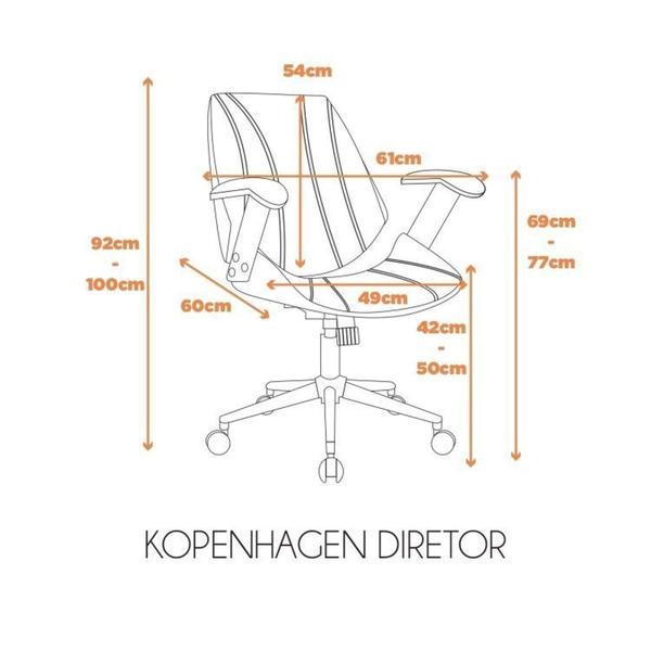 Imagem de Kit 6 Cadeiras Escritório Diretor Giratória material sintético Kopenhagen