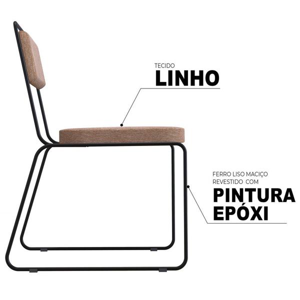 Imagem de Kit 6 Cadeiras Estofadas Elis F02 Linho 766 Marrom - Mpozenato