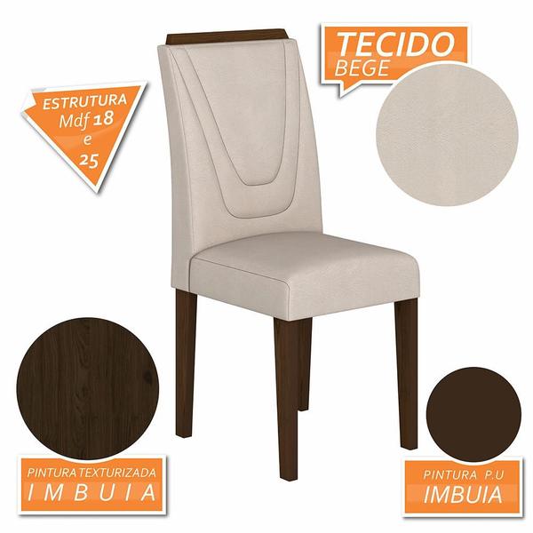 Imagem de Kit 6 Cadeiras Estofadas Lima Imbuia/bege - Móveis Arapongas