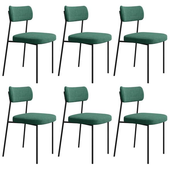Imagem de Kit 6 Cadeiras Estofadas Milli Veludo 403 F02 Verde - Mpozenato