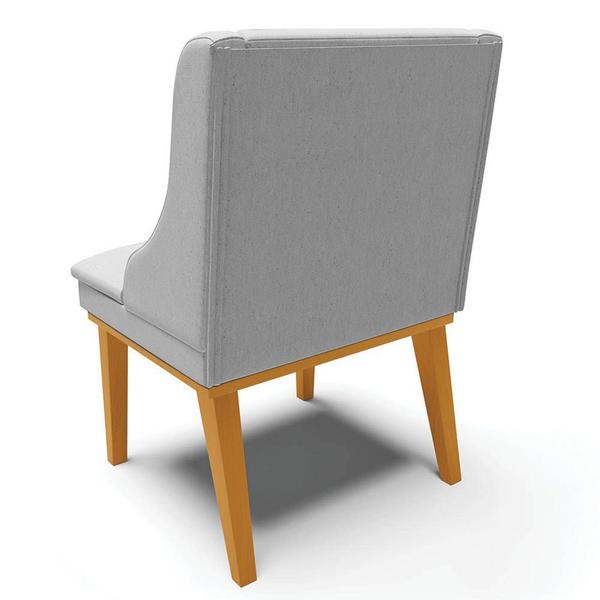 Imagem de Kit 6 Cadeiras Estofadas para Sala de Jantar Base Fixa de Madeira Castanho Lia Linho Cinza - Ibiza