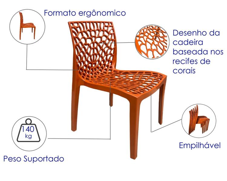 Imagem de kit 6 Cadeiras Gruvyer Terracota Moderna Empilhavel Sala de Jantar pousadas