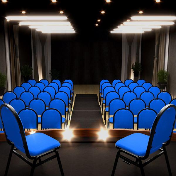 Imagem de Kit 6 Cadeiras Hoteleiras Auditório Empilhável Sintético M23 Azul - Mpozenato