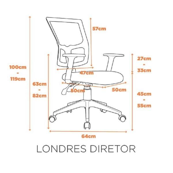 Imagem de Kit 6 Cadeiras para Escritório Diretor com Nr17 Londres