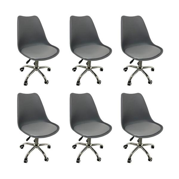 Imagem de Kit 6 Cadeiras para Escritório Secretária Decorativa Eames Chicago