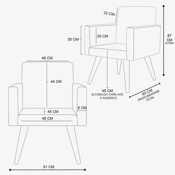 Imagem de Kit 6 Cadeiras Poltrona Decorativa Base de Ferro Preta