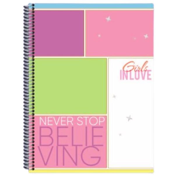 Imagem de Kit 6 Caderno Girl Love 80 Folhas Arame Capa Dura Reforçado