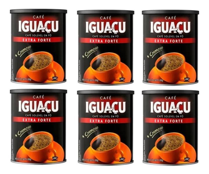 Kit 6 Café Iguaçu Extra Forte Em Pó Solúvel Cremoso - 200G - Iguacu Imagem de Kit 6 Café Iguaçu Extra Forte Em Pó Solúvel Cremoso - 200G
