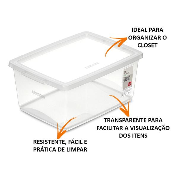 Imagem de Kit 6 Caixa Organizadora 7,5l Ordene Design Moderno Cristal