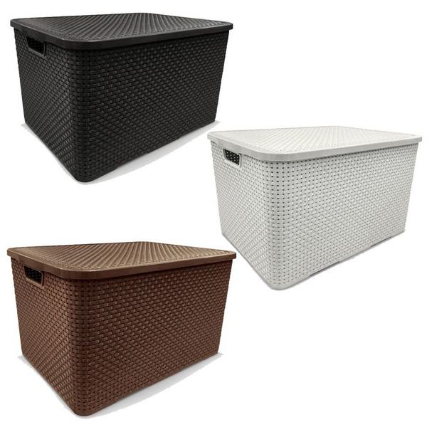 Kit 6 Caixa Organizadora Plástica C/ Tampa Rattan 20l Cores - Arqplast Imagem de Kit 6 Caixa Organizadora Plástica C/ Tampa Rattan 20l Cores