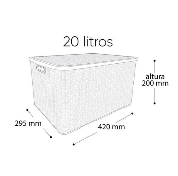 Kit 6 Caixa Organizadora Plástica C/ Tampa Rattan 20l Cores - Arqplast Imagem de Kit 6 Caixa Organizadora Plástica C/ Tampa Rattan 20l Cores