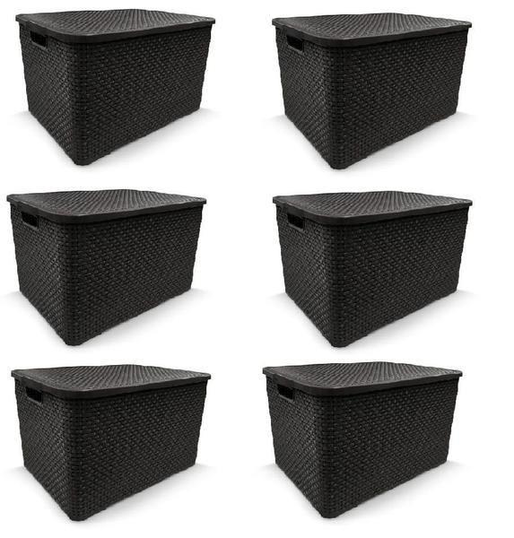 Kit 6 Caixa Organizadora Plástica C/ Tampa Rattan 20l Cores - Arqplast Imagem de Kit 6 Caixa Organizadora Plástica C/ Tampa Rattan 20l Cores