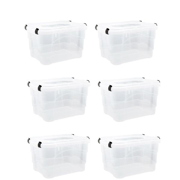 Kit 6 Caixas 45L Grande Multiuso Com Travas 0668T JAGUAR Imagem de Kit 6 Caixas 45L Grande Multiuso Com Travas 0668T JAGUAR