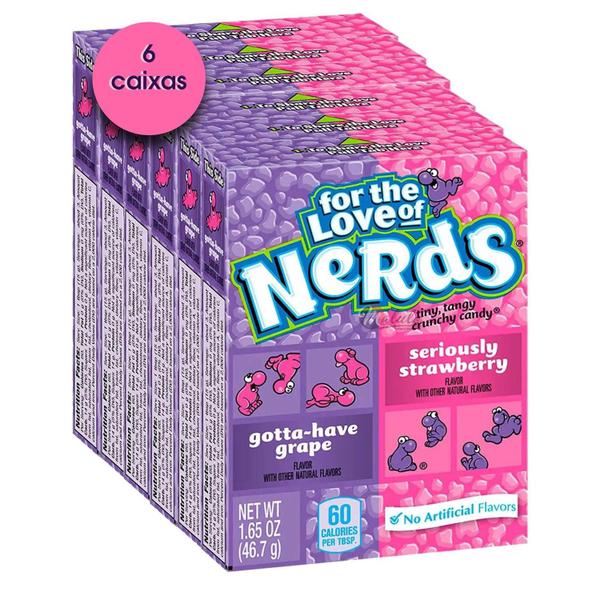 Imagem de Kit 6 Caixas Bala U.S.A. Nerds Grape Strawberry 46,7G