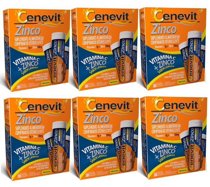 Imagem de Kit 6 caixas Cenevit Zinco 1g 30 Comprimidos Efervescentes - Legrand