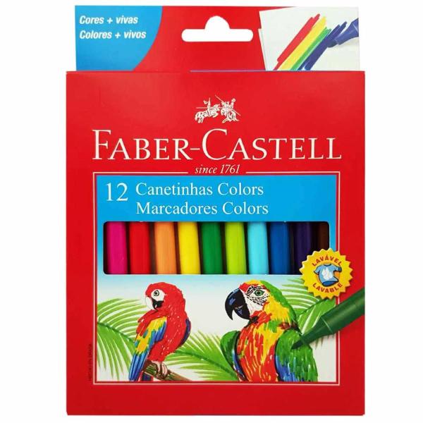 Imagem de Kit 6 caixas de canetinhas Faber-Castell com 12 cores vivas