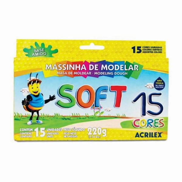 Imagem de Kit 6 Caixas De Massinha De Modelar Soft 15 Cores