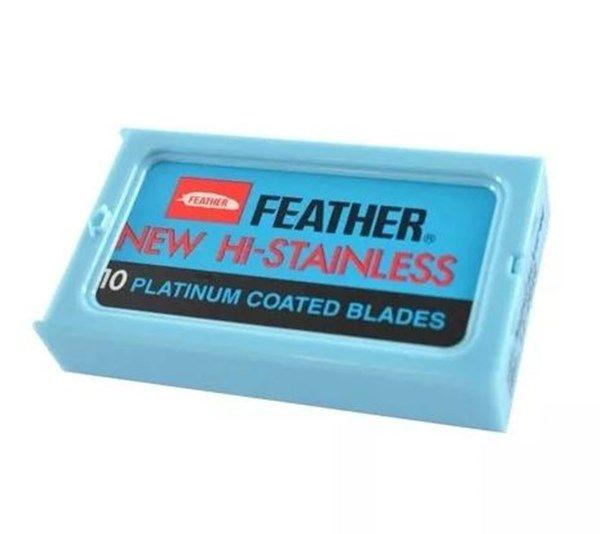 Imagem de Kit 6 Caixas Lâminas Barbear Feather Platinum Coated Blades Com 10 Cada