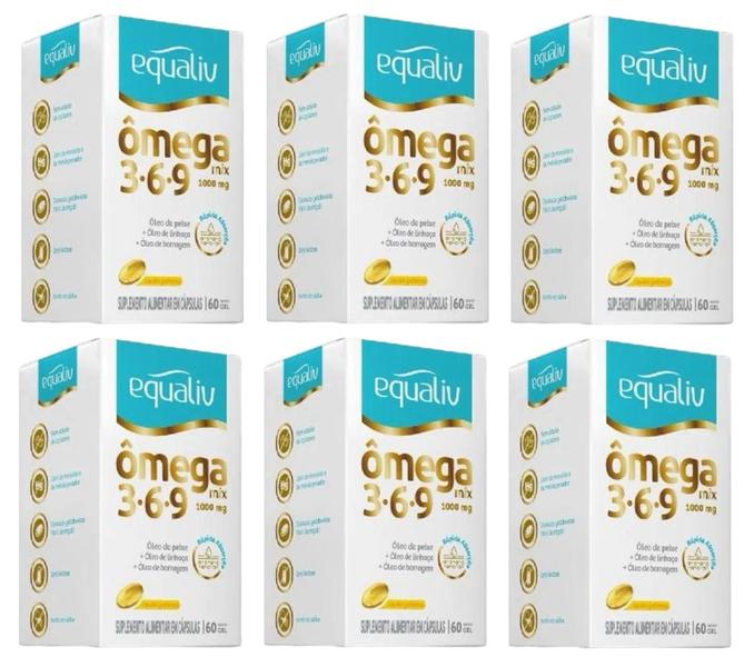Kit 6 caixas Ômega 3.6.9 1000mg 60 Capsulas Equaliv Imagem de Kit 6 caixas Ômega 3.6.9 1000mg 60 Capsulas Equaliv