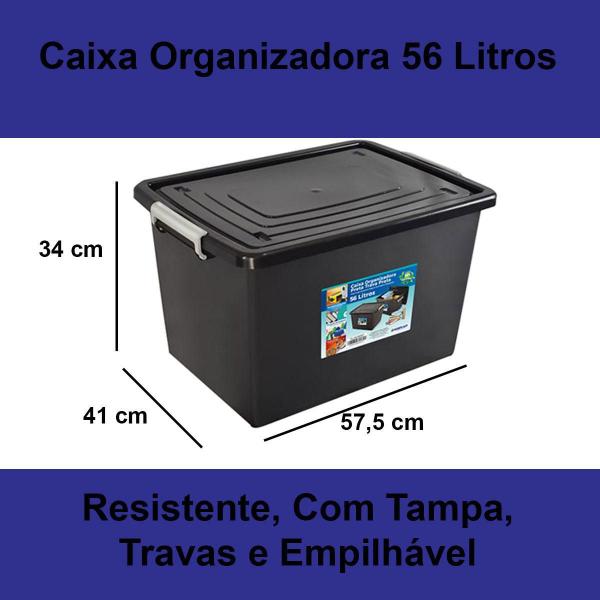 Imagem de Kit 6 Caixas Organizadoras 56 E 30 Litros Com Tampa E Trava