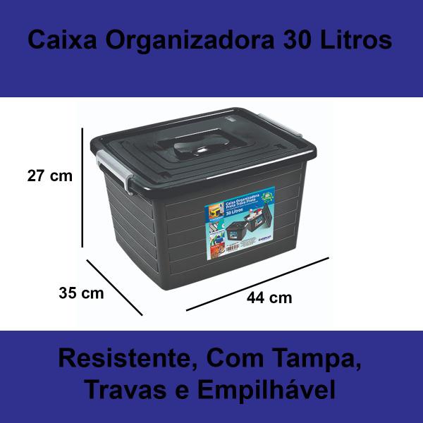 Imagem de Kit 6 Caixas Organizadoras 56 e 30 Litros Com Tampa e Trava