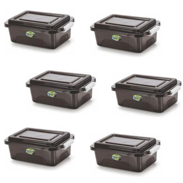 Kit 6 Caixas Organizadoras Black 17 L Com Tampa E Travas - Ercaplast Imagem de Kit 6 Caixas Organizadoras Black 17 L Com Tampa E Travas
