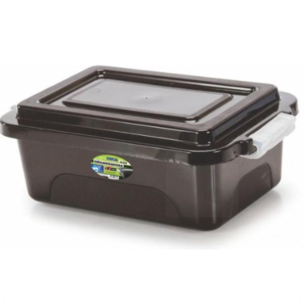 Kit 6 Caixas Organizadoras Black 17 L Com Tampa E Travas - Ercaplast Imagem de Kit 6 Caixas Organizadoras Black 17 L Com Tampa E Travas