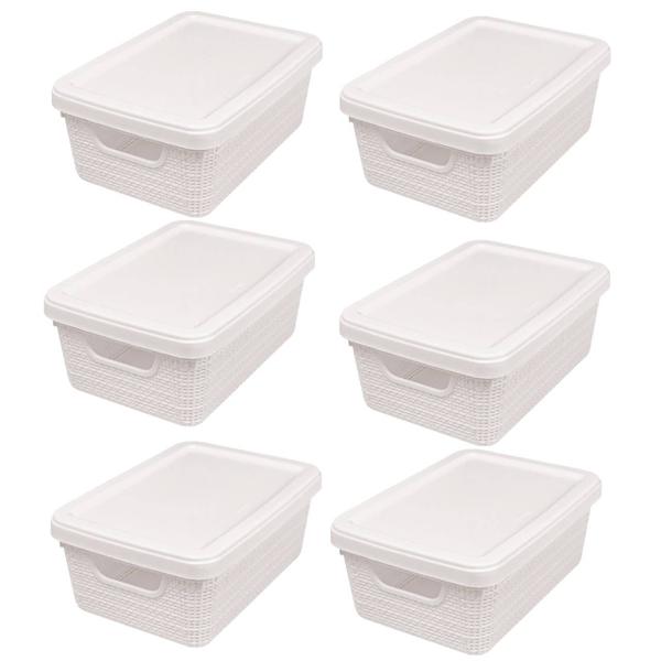 Imagem de Kit 6 Caixas Organizadoras Multiuso Decorativa  5 L Branco