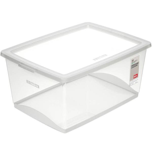 Kit 6 Caixas Organizadoras Plásticas 60L com Tampa My Closet Ordene Multiuso Transparente Retangulares Imagem de Kit 6 Caixas Organizadoras Plásticas 60L com Tampa My Closet Ordene Multiuso Transparente Retangulares
