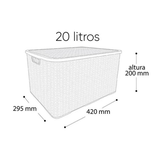 Kit 6 Caixas Organizadoras Rattan Com Tampa 20 Litros Branca - Arqplast Imagem de Kit 6 Caixas Organizadoras Rattan Com Tampa 20 Litros Branca