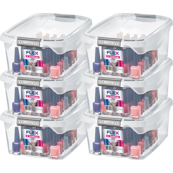 Kit 6 Caixas Organizadoras Transparente Tampa Com Travas 6L - Sanremo Imagem de Kit 6 Caixas Organizadoras Transparente Tampa Com Travas 6L