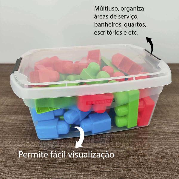 Kit 6 Caixas Organizadoras Transparente Tampa Com Travas 6L - Sanremo Imagem de Kit 6 Caixas Organizadoras Transparente Tampa Com Travas 6L