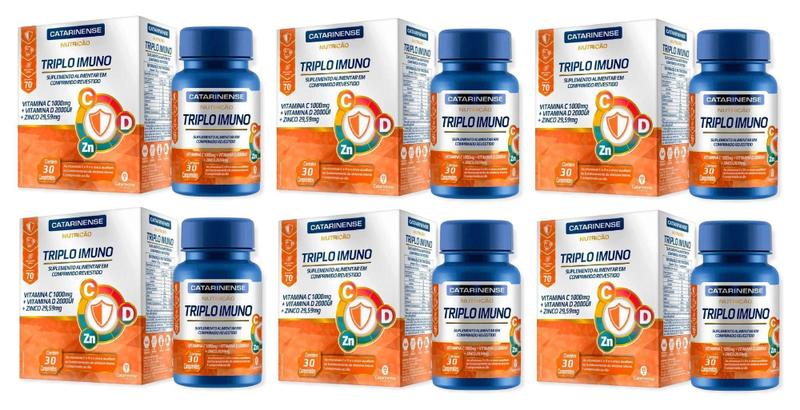 Imagem de Kit 6 caixas Triplo imuno Vitamina C 1000mg + Vitamina D 2000ui + Zinco - Catarinense