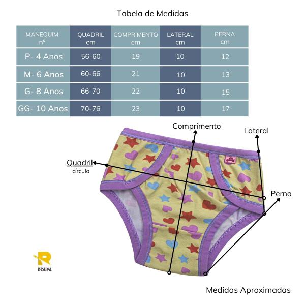 Imagem de Kit 6 Calcinha Infantil Menina Para Criança Algodão Cotton Estampada Conforto Empório Da Roupa