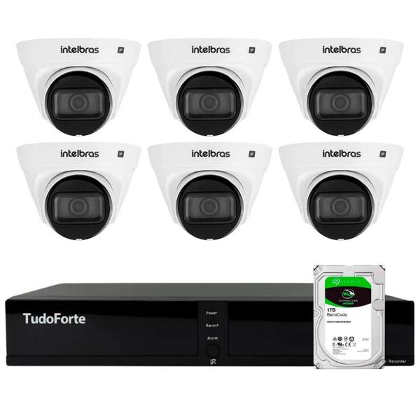 Imagem de Kit 6 Câmeras Dome VLP 1230 D IP Full HD 1080p IP67 IR 30m Intelbras + DVR Tudo Forte TFHDX 3304 4 Canais + HD 1TB Barracuda