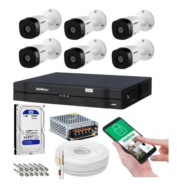 Imagem de Kit 6 Câmeras Intelbras Multi Hd 1120b Dvr 8 Canais Com Hd